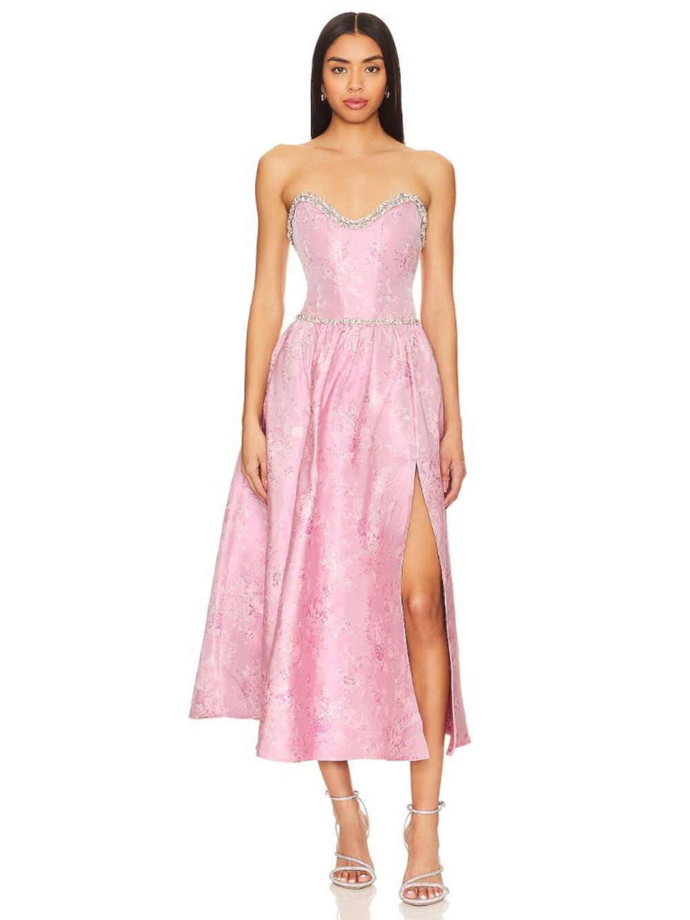 V. Chapman Lucia Corset Floral Crystal Midi Dress Size 6 NWT